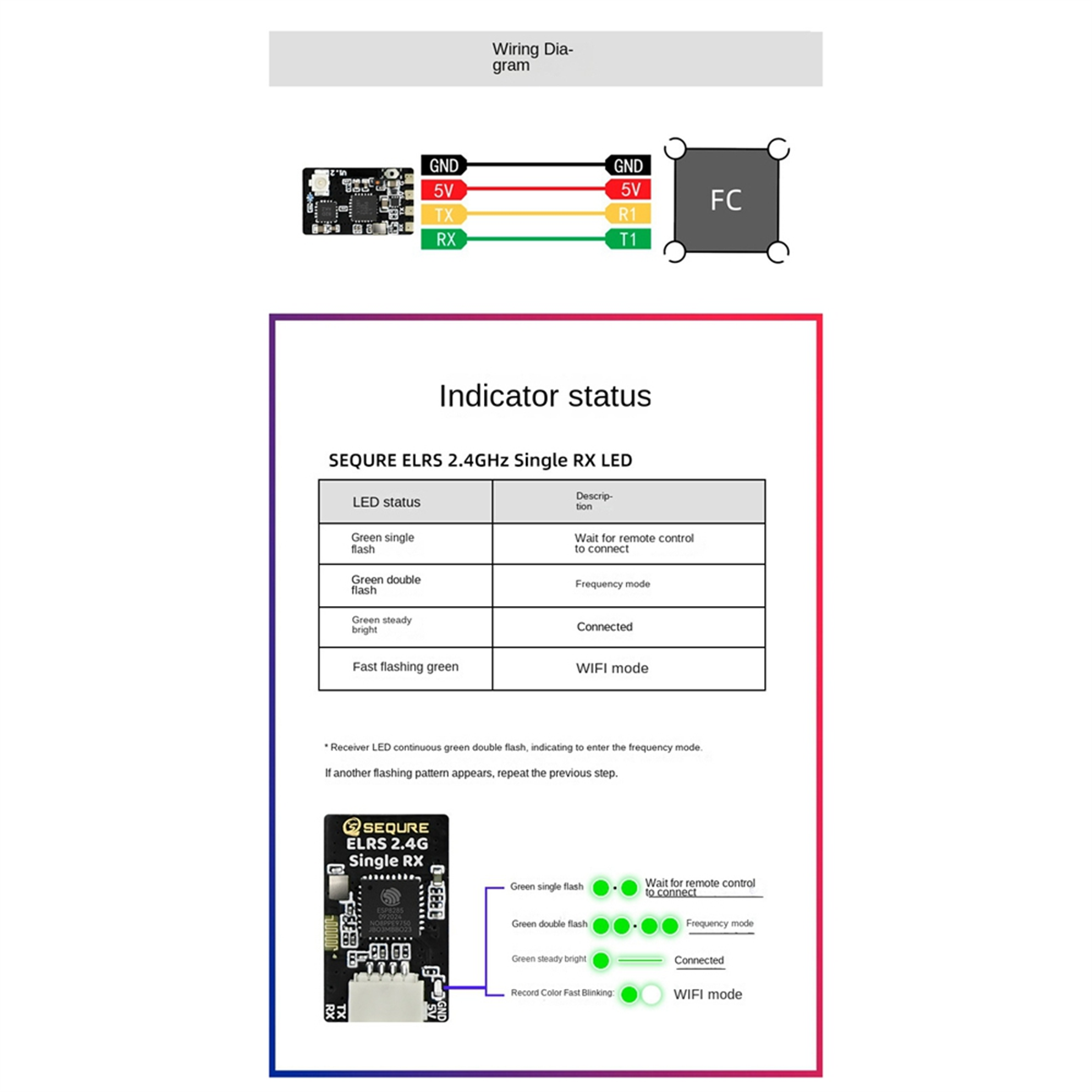 Drone Racing Charger - A56G-SEQURE ELRS 2.4GHz Single RX Single