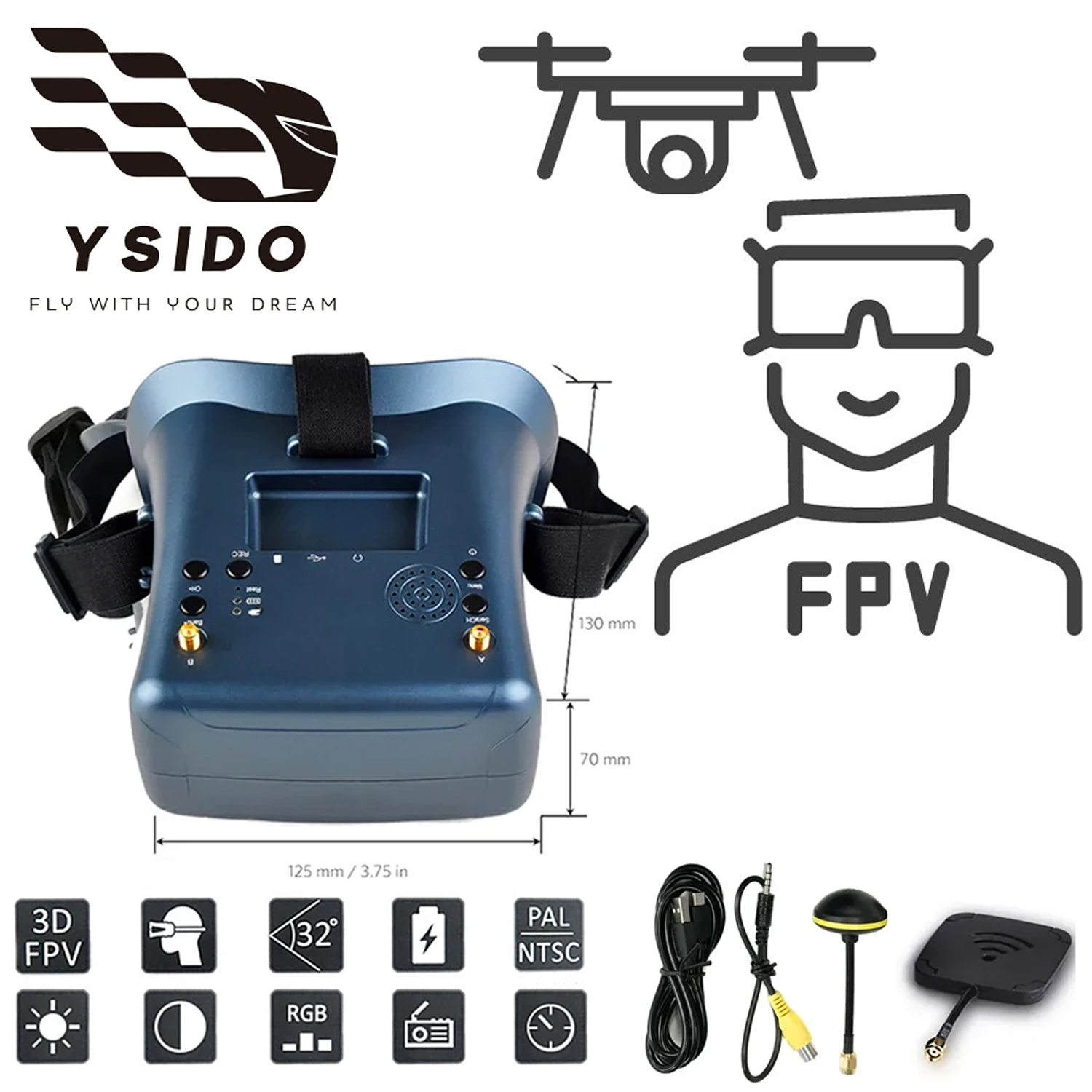FPV Goggles 008D 5.8G 40CH 4.3 - Drone Racing Goggles 리뷰 및 가격